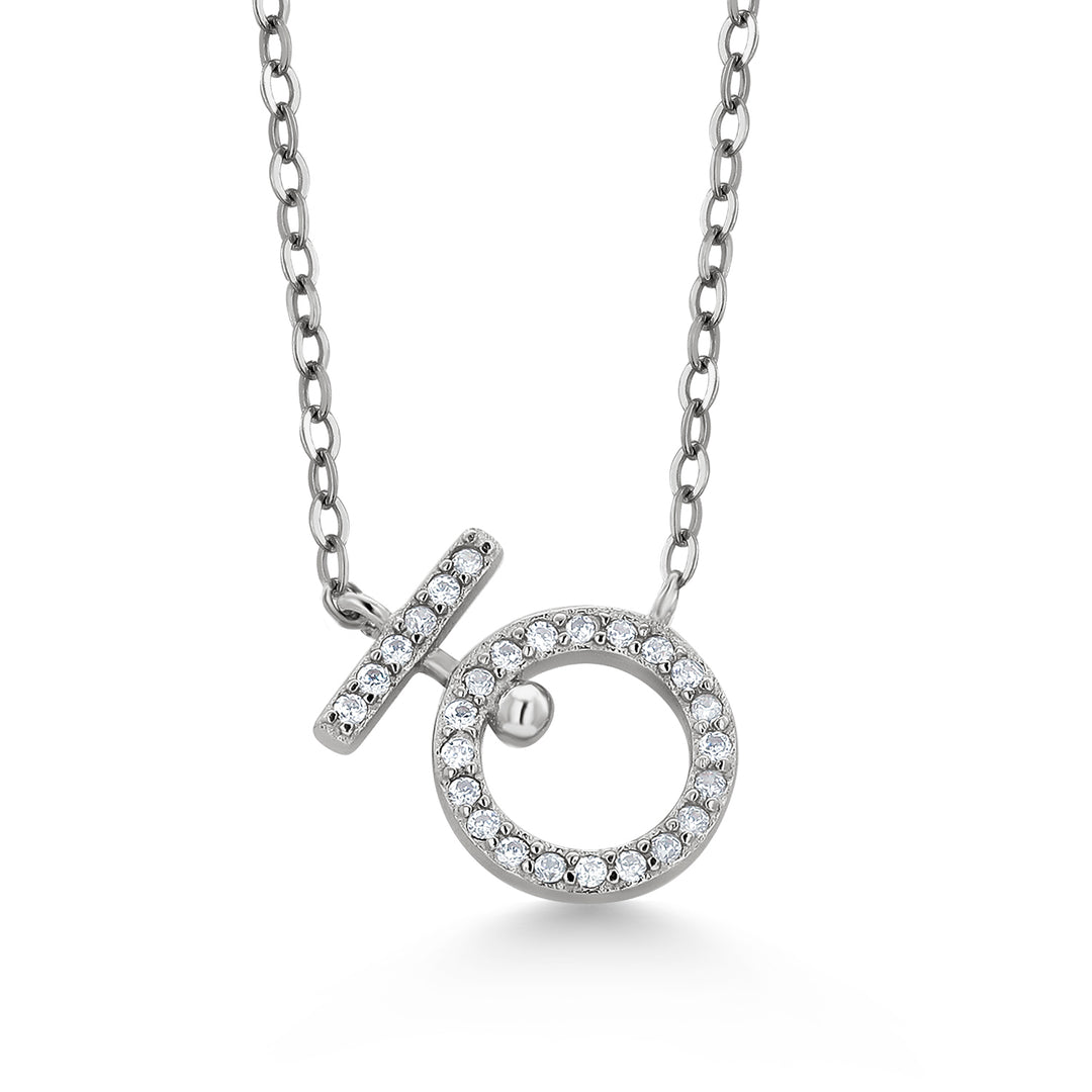 925 Solid Sterling Silver Venus Cz Necklace, 14K Gold Plated Female Symbol Necklace, Feminist Cz Necklace, Empowerment Jewelry, Silver Cz Necklace