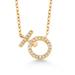 Load image into Gallery viewer, 925 Solid Sterling Silver Venus Cz Necklace, 14K Gold Plated Female Symbol Necklace, Feminist Cz Necklace, Empowerment Jewelry, Silver Cz Necklace
