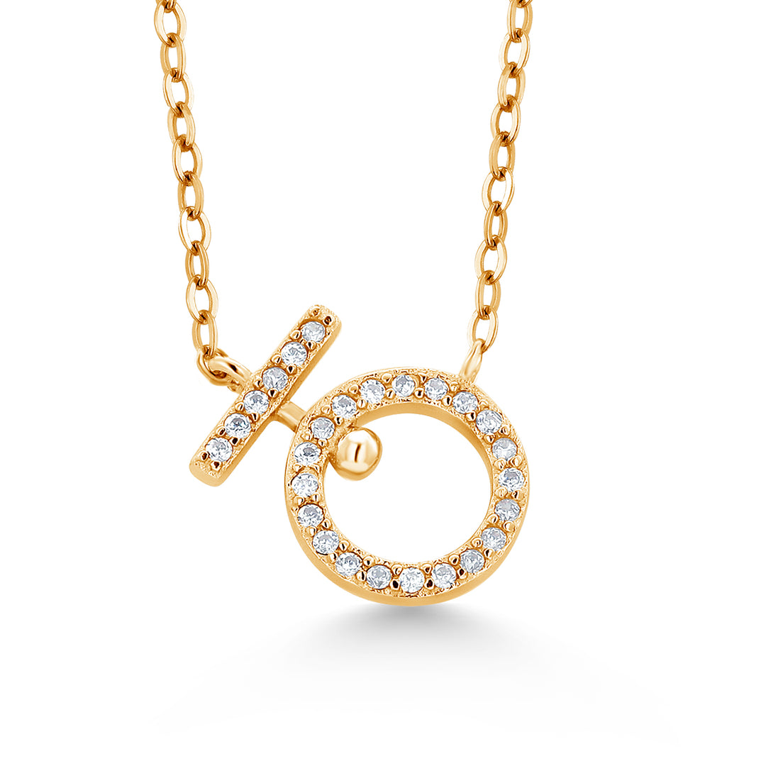 925 Solid Sterling Silver Venus Cz Necklace, 14K Gold Plated Female Symbol Necklace, Feminist Cz Necklace, Empowerment Jewelry, Silver Cz Necklace