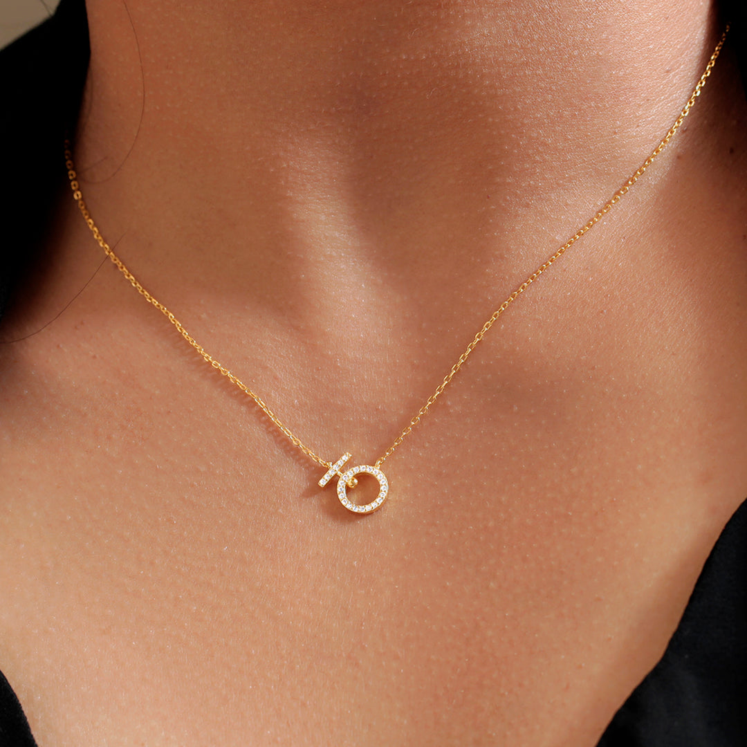 925 Solid Sterling Silver Venus Cz Necklace, 14K Gold Plated Female Symbol Necklace, Feminist Cz Necklace, Empowerment Jewelry, Silver Cz Necklace