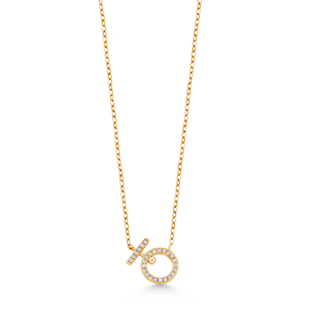 925 Solid Sterling Silver Venus Cz Necklace, 14K Gold Plated Female Symbol Necklace, Feminist Cz Necklace, Empowerment Jewelry, Silver Cz Necklace