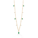 Load image into Gallery viewer, 925 Sterling Silver Yards Necklace-16&quot;+2&quot; Chain, 14k Gold Plated Cz Necklace, Multi Color Cz Yards Necklace, Created Emerald Yard Necklace, Layering Necklace
