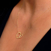 Solid 14K Yellow Gold Interlocked Ring Necklace, Interlinked Necklace, Interlocking Circle Necklace, Spring Ring Clasp Necklace, Gold Necklace