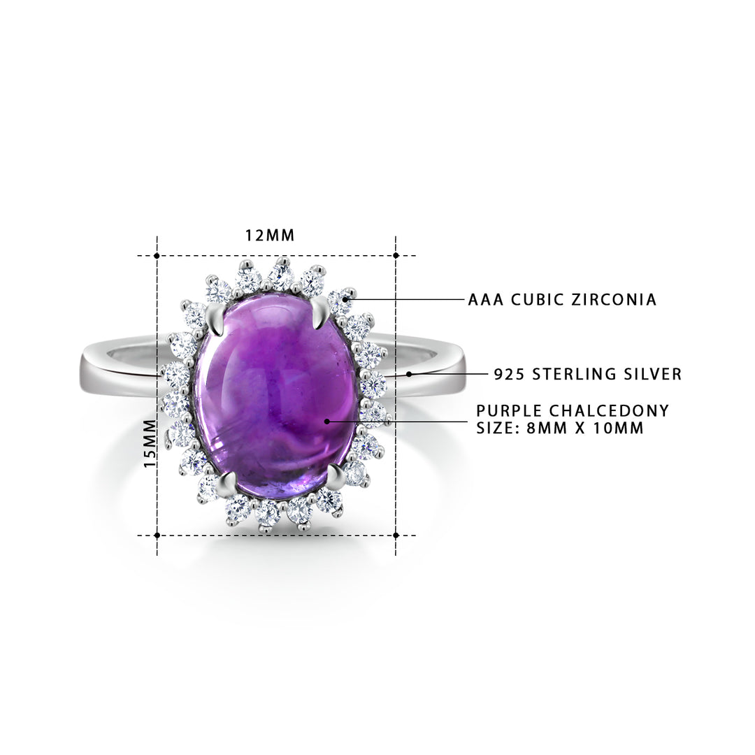 925 Sterling Silver Oval Simulated Amethyst Halo Ring, Amethyst Halo Rings, February Birthstone Jewelry, Silver Jewelry, Adjustable Rings, Hypoallergenic Ring, Halo Ring