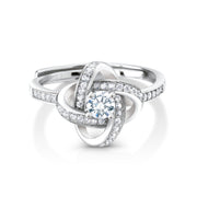 925 Sterling Silver Cubic Zirconia Love Knot Adjustable Ring, Love Knot Silver Rings, Knot Rings, Knot CZ Rings, Twist Love Knot Ring