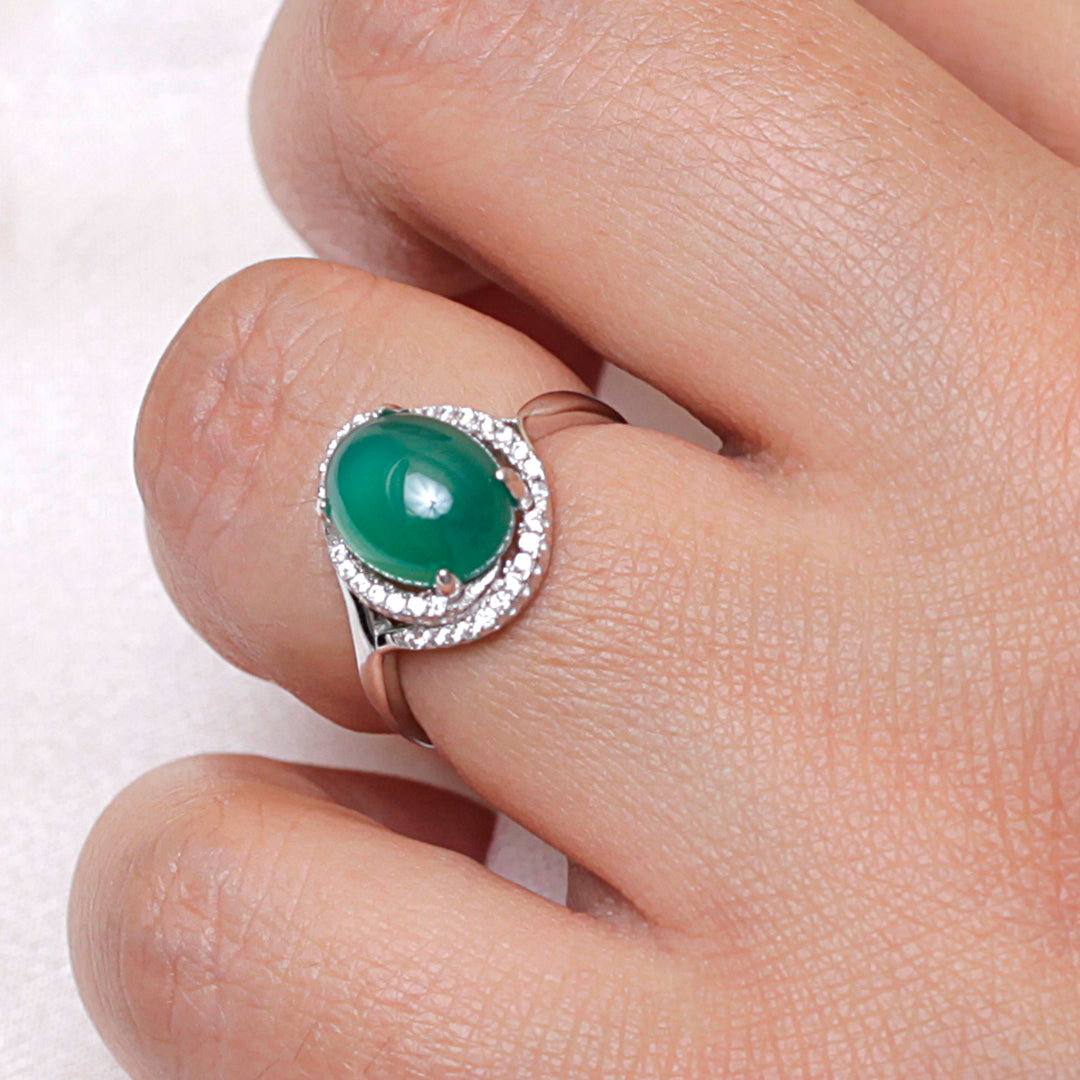 925 Sterling Silver Simulated Emerald Swirl CZ Adjustable Ring, Simulated Emerald Ring, Silver Jewelry, Cz Ring, Adjustable Ring