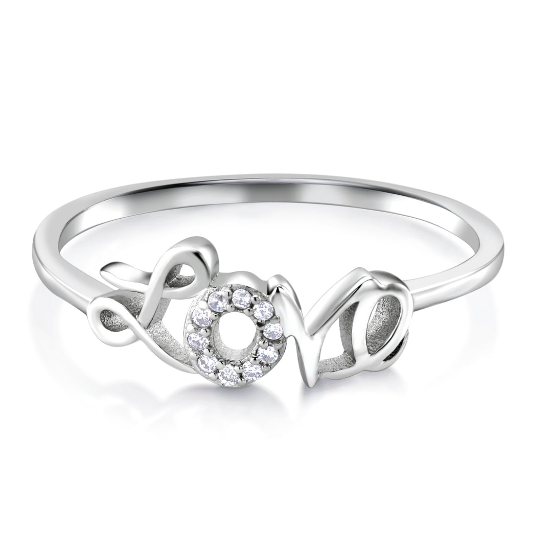 925 Sterling Silver love Ring, Silver Love CZ Ring, Word Ring, , Dainty Ring, Minimal Ring, Love Jewelry