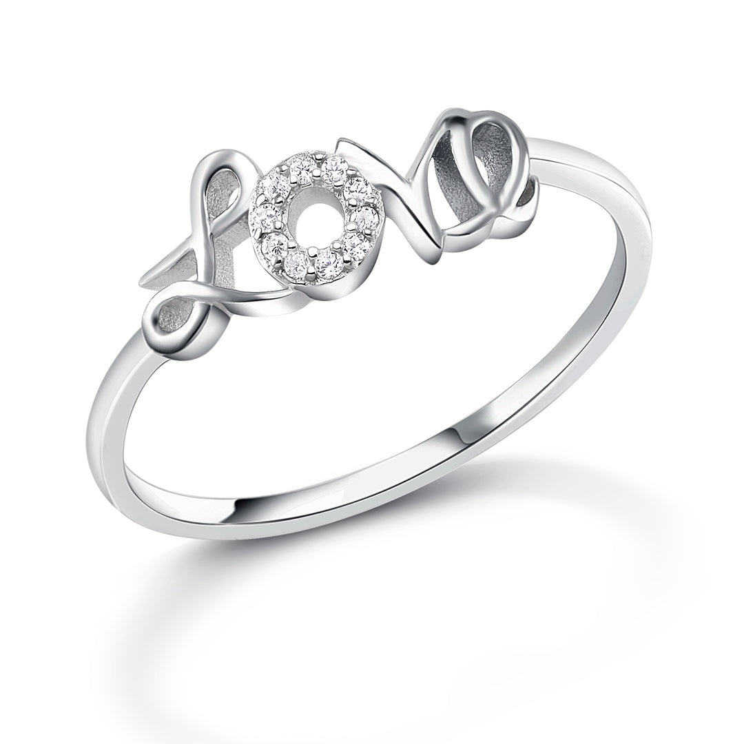 925 Sterling Silver love Ring, Silver Love CZ Ring, Word Ring, , Dainty Ring, Minimal Ring, Love Jewelry
