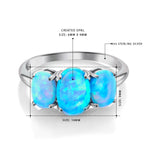 Load image into Gallery viewer, 925 Sterling Silver Oval Created Opal Ring, Opal Ring, Vintage Silver Opal Ring, Created Blue Opal Ring, Three Stone Created Opal Ring
