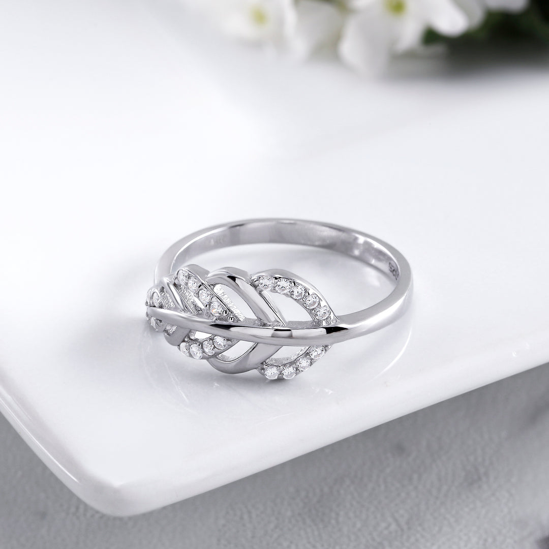 925 Sterling Silver Leaf Ring,  Leaf CZ Ring, Leaf Ring, Fern Leaf Ring, Fern Leaf CZ Ring, Fern Ring, Leaf Ring, Silver Fern Leaf Ring, Fern Ring Jewelry