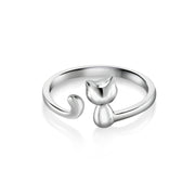 925 Silver Cat Ring, , Adjustable Cat Ring, Open Cat ring, Cat Lover Gift , Cat Jewelry, Kitty Jewelry, Dainty Ring, Stackable Rings, Cat Ring, Animal Ring