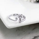 Load image into Gallery viewer, 925 Silver Cat Ring, , Adjustable Cat Ring, Open Cat ring, Cat Lover Gift , Cat Jewelry, Kitty Jewelry, Dainty Ring, Stackable Rings, Cat Ring, Animal Ring
