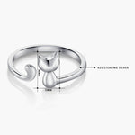 Load image into Gallery viewer, 925 Silver Cat Ring, , Adjustable Cat Ring, Open Cat ring, Cat Lover Gift , Cat Jewelry, Kitty Jewelry, Dainty Ring, Stackable Rings, Cat Ring, Animal Ring

