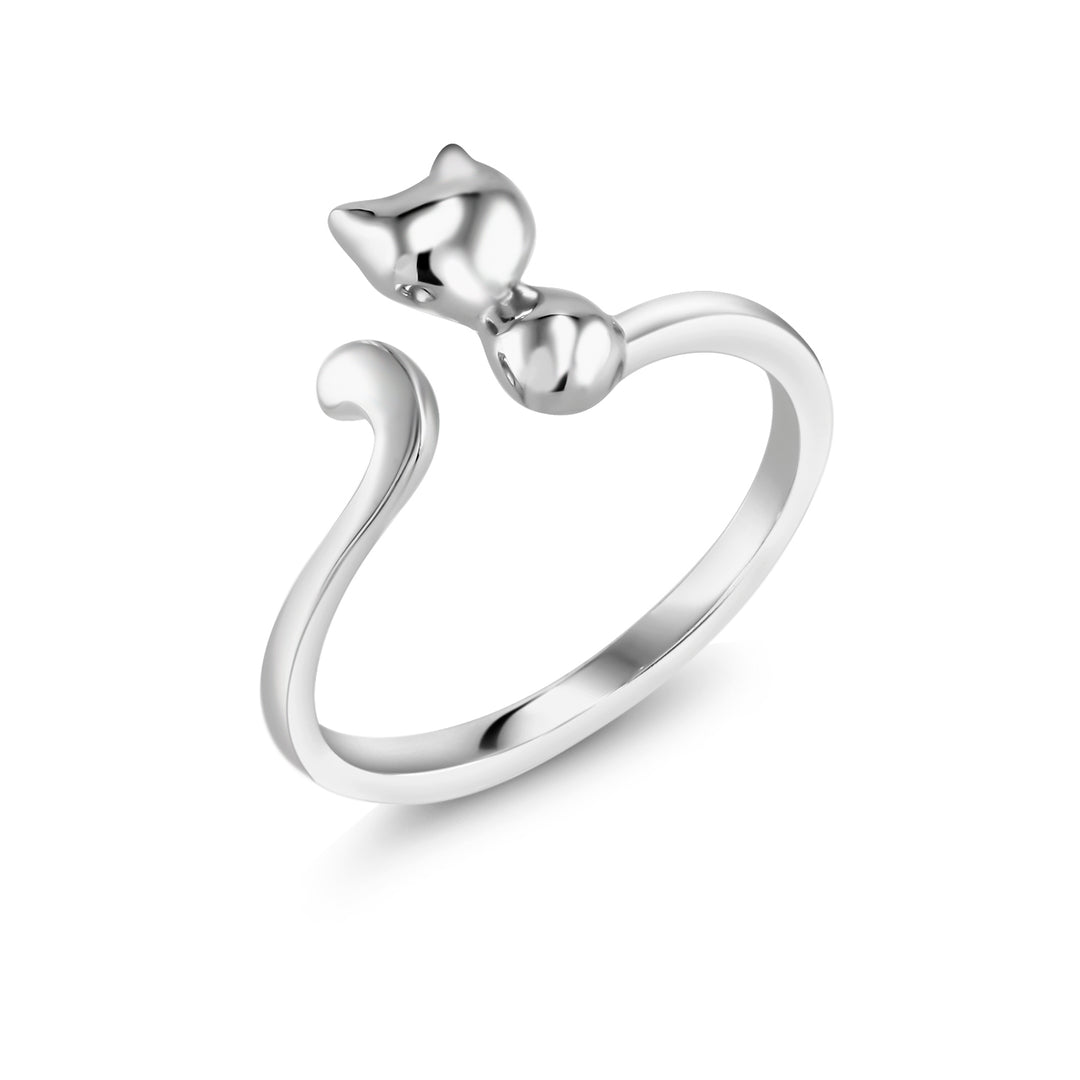 925 Silver Cat Ring, , Adjustable Cat Ring, Open Cat ring, Cat Lover Gift , Cat Jewelry, Kitty Jewelry, Dainty Ring, Stackable Rings, Cat Ring, Animal Ring