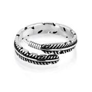 925 Sterling Silver Feather Ring, Adjustable Feather Ring, Boho Feather Ring, Unique Feather Ring, Oxidize Ring, Feather Ring