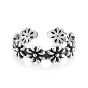 925 Sterling Silver oxidize Flower Ring, Flower Ring, Adjustable Flower Ring, Boho Flower Ring, Unique Flower Ring, Oxidize Jewelry, Gift for Her