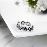 Load image into Gallery viewer, 925 Sterling Silver oxidize Flower Ring, Flower Ring, Adjustable Flower Ring, Boho Flower Ring, Unique Flower Ring, Oxidize Jewelry, Gift for Her
