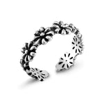 Load image into Gallery viewer, 925 Sterling Silver oxidize Flower Ring, Flower Ring, Adjustable Flower Ring, Boho Flower Ring, Unique Flower Ring, Oxidize Jewelry, Gift for Her
