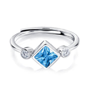 925 Sterling Silver Created Blue Topaz CZ Adjustable Ring, Cz Ring, Promise Ring, Adjustable Ring, Minimalist Cz Ring, Everyday ring, Simple Ring, Hypoallergenic Ring, Lab Created Blue Topaz Ring