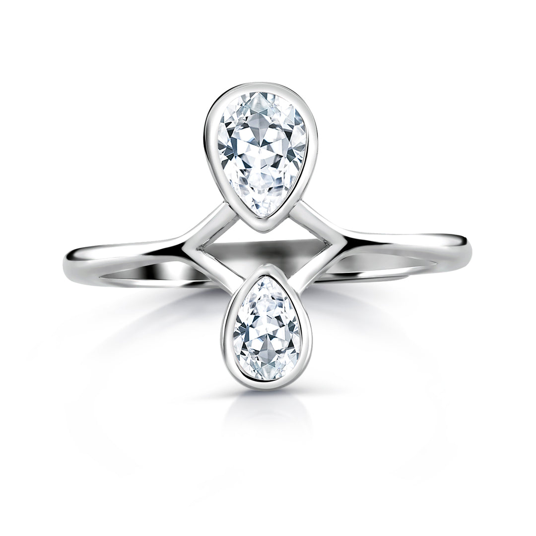 925 Sterling Silver CZ Twin Adjustable Ring, Two Stone Ring, Twin Ring, Two Stone CZ Ring, Cz Ring, Adjustable Ring, Silver Ring