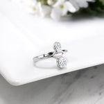 Load image into Gallery viewer, 925 Sterling Silver CZ Twin Adjustable Ring, Two Stone Ring, Twin Ring, Two Stone CZ Ring, Cz Ring, Adjustable Ring, Silver Ring

