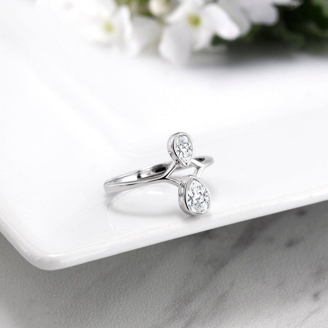 925 Sterling Silver CZ Twin Adjustable Ring, Two Stone Ring, Twin Ring, Two Stone CZ Ring, Cz Ring, Adjustable Ring, Silver Ring