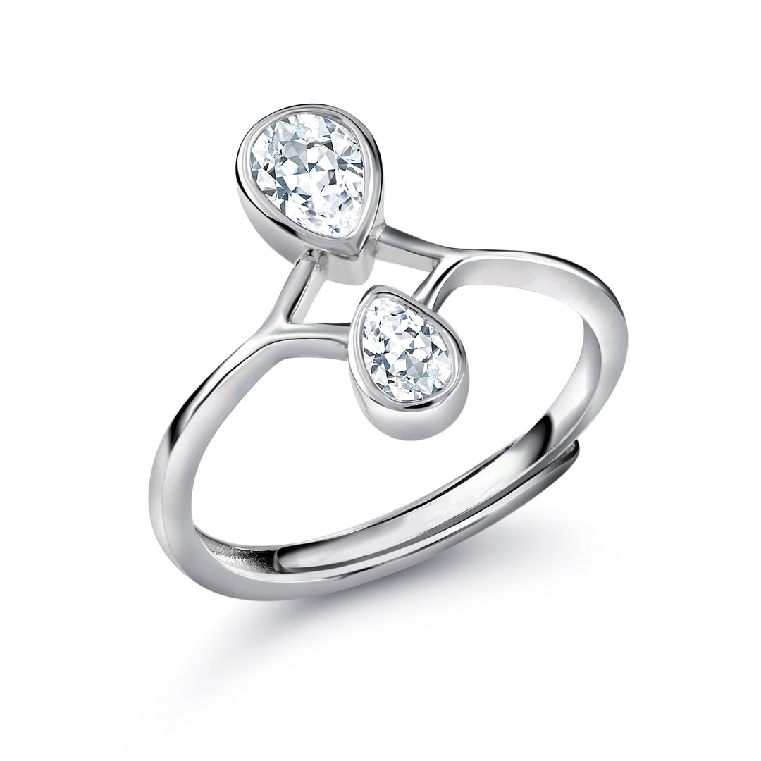 925 Sterling Silver CZ Twin Adjustable Ring, Two Stone Ring, Twin Ring, Two Stone CZ Ring, Cz Ring, Adjustable Ring, Silver Ring