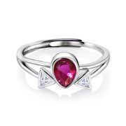 925 Sterling Silver Created Ruby CZ Adjustable Ring, Geometric Ring, CZ Ring, Created Ruby CZ Ring, Everyday Ring, Silver Cz Ring