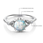 Load image into Gallery viewer, 925 Sterling Silver Created Opal Ring, Simulated Opal Ring, Opal CZ Rings, Opal Ring Jewelry,  Opal Engagement Ring

