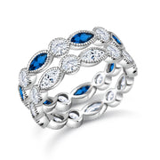 925 Sterling Silver White And Blue Simulated Sapphire Eternity Stacking Ring, Silver Stacking Eternity Ring, Stacking Rings, Eternity Ring