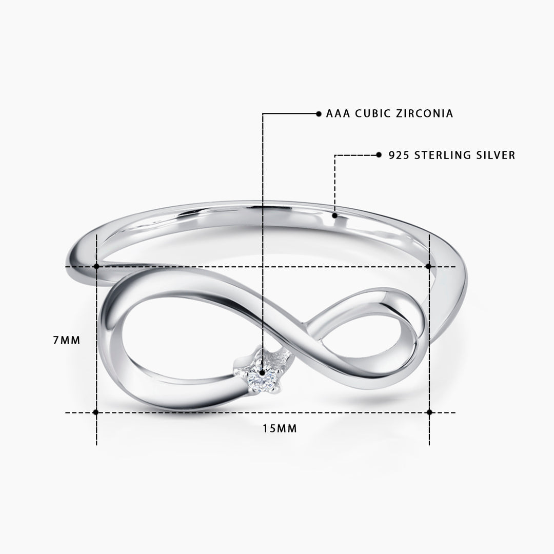 925 Sterling Silver Infinity Ring, Infinity Silver Ring, Infinity CZ Ring, Women Infinity Silver Ring, Infinity Ring, Infinity Ring for Gift, CZ Ring