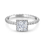 925 Sterling Silver Cz Stacking Ring, Square Solitaire Stacking Ring, Square Cz Ring,  Square Classic Stacking Ring, Princess Cut CZ Ring