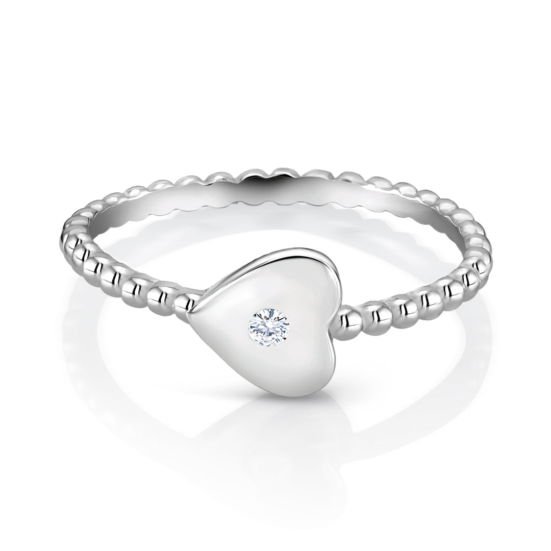 925 Sterling Silver Heart CZ Stacking Ring, Heart CZ Stacking Ring, Small Heart Stacking Rings, Heart CZ Ring, Tiny Heart Ring For Gift