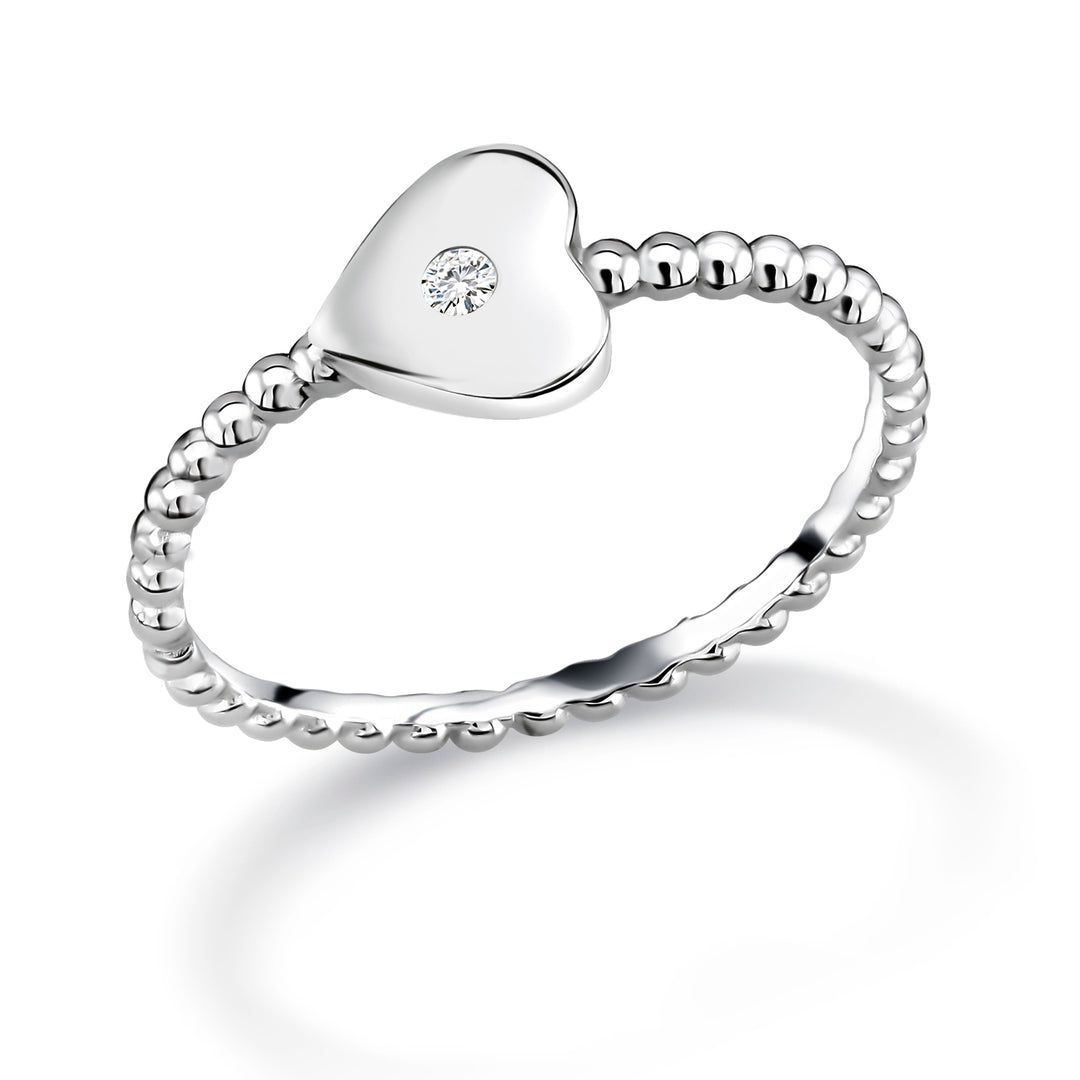925 Sterling Silver Heart CZ Stacking Ring, Heart CZ Stacking Ring, Small Heart Stacking Rings, Heart CZ Ring, Tiny Heart Ring For Gift