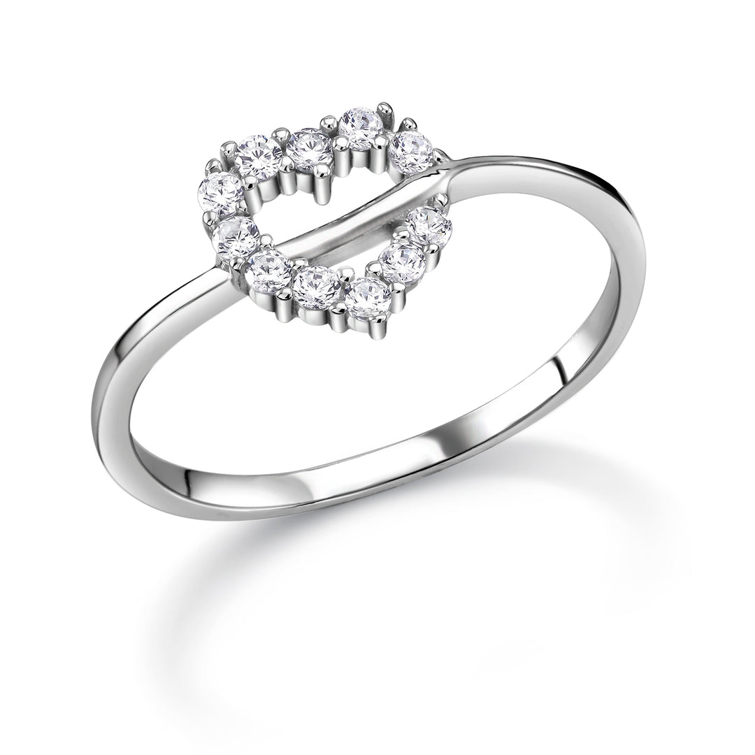 925 Sterling Silver Cz Heart Ring, Heart Ring, CZ Ring, Open Heart Ring, CZ Open Heart Ring, Silver Ring