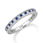 Load image into Gallery viewer, 925 Sterling Silver Half Eternity Simulated Sapphire Ring, Stacking Band Ring, , Simulated Sapphire Ring, Stackable Sapphire And Cz Ring, Silver Cz Ring, Half Eternity Ring
