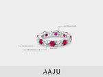 Load image into Gallery viewer, 925 Sterling Sliver Eternity Band Ring, Simulated Ruby And Cz Eternity Ring, Round Cz And Simulated Ruby Ring, Wedding Band Ring, Silver Ring
