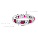 Load image into Gallery viewer, 925 Sterling Sliver Eternity Band Ring, Simulated Ruby And Cz Eternity Ring, Round Cz And Simulated Ruby Ring, Wedding Band Ring, Silver Ring
