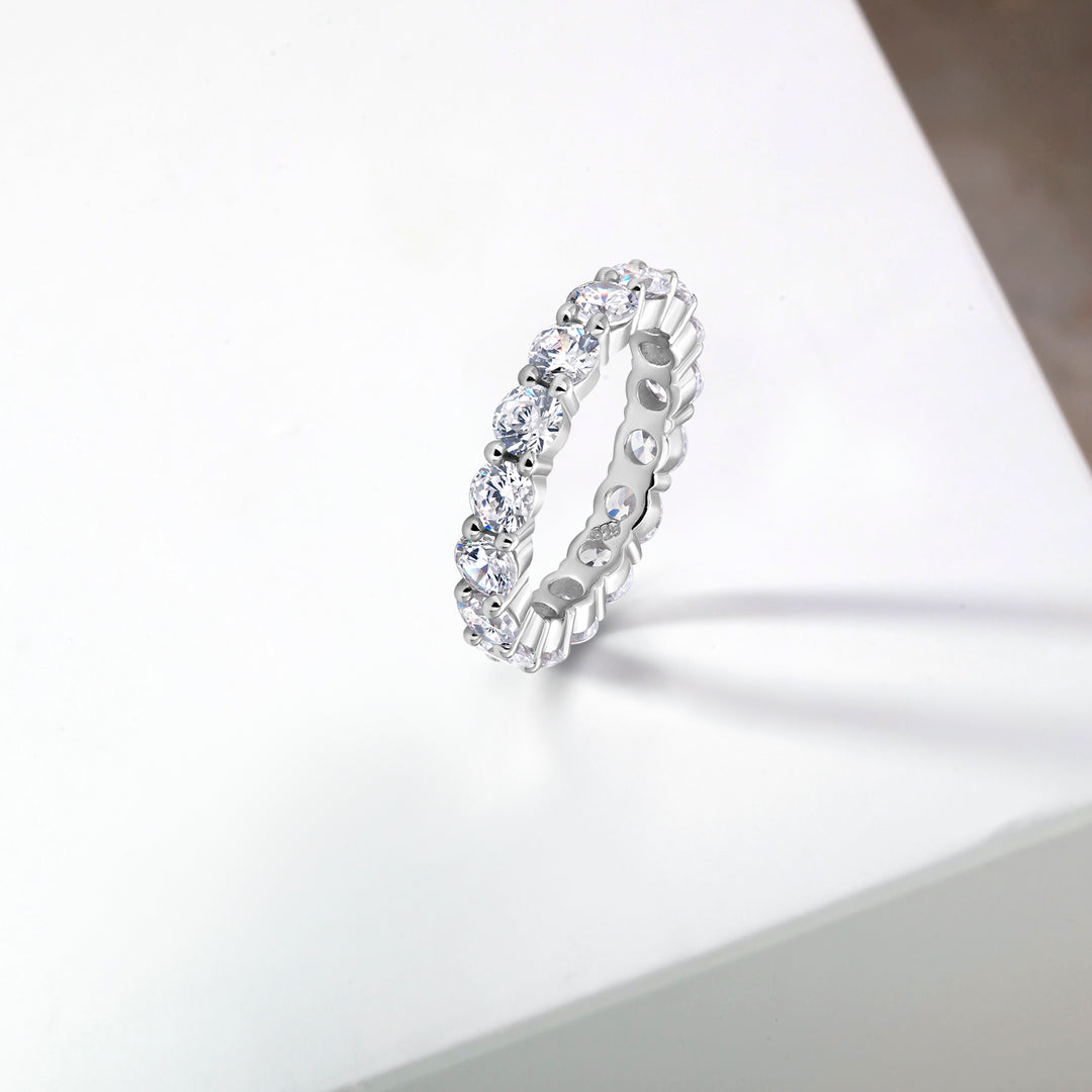 925 Sterling Sliver Full Eternity Cz Band Ring, Cz Eternity Ring, Round Cz Ring, Wedding Band Ring, Silver Full Eternity Band Ring
