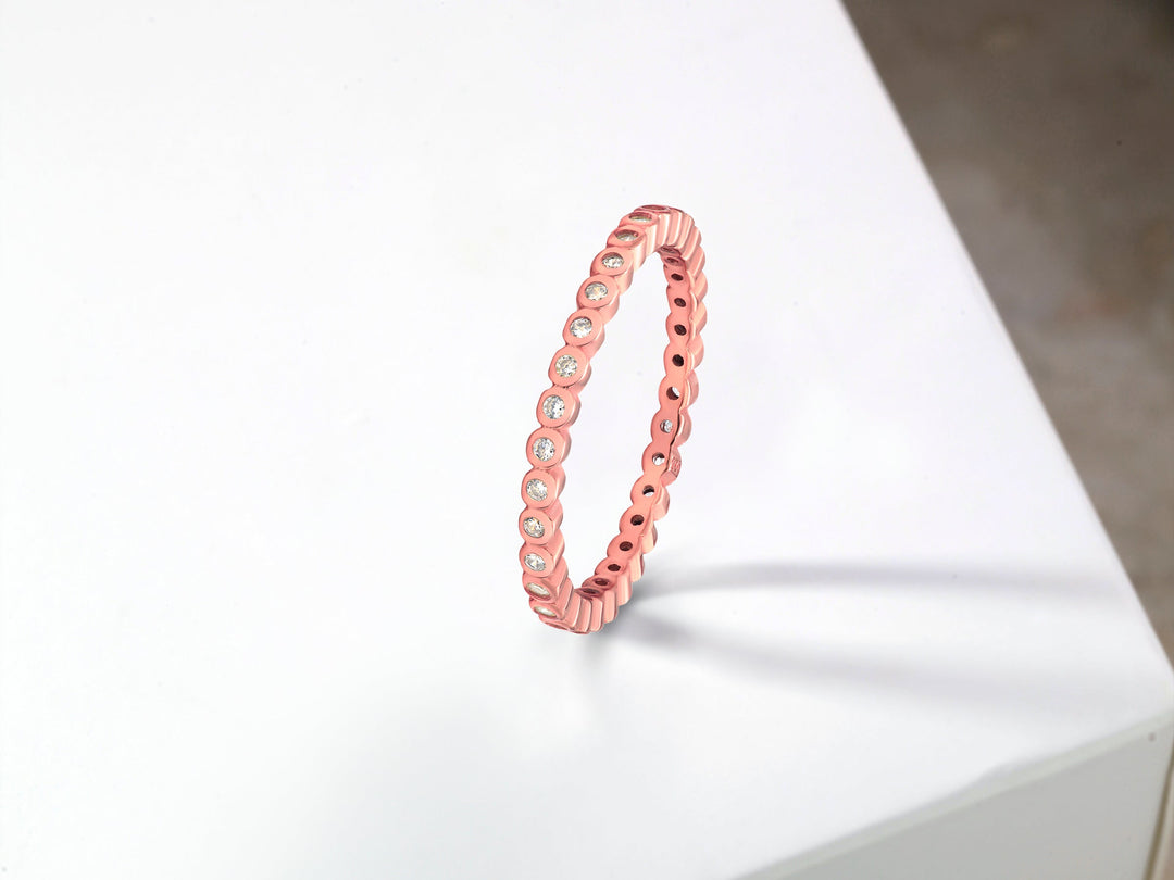 925 Sterling Silver Round CZ  Stackable Rings, CZ Eternity Ring, Rose Gold, Gold Plated Silver Eternity Ring, Band Ring, Silver Stackable Ring, CZ Eternity Band Ring