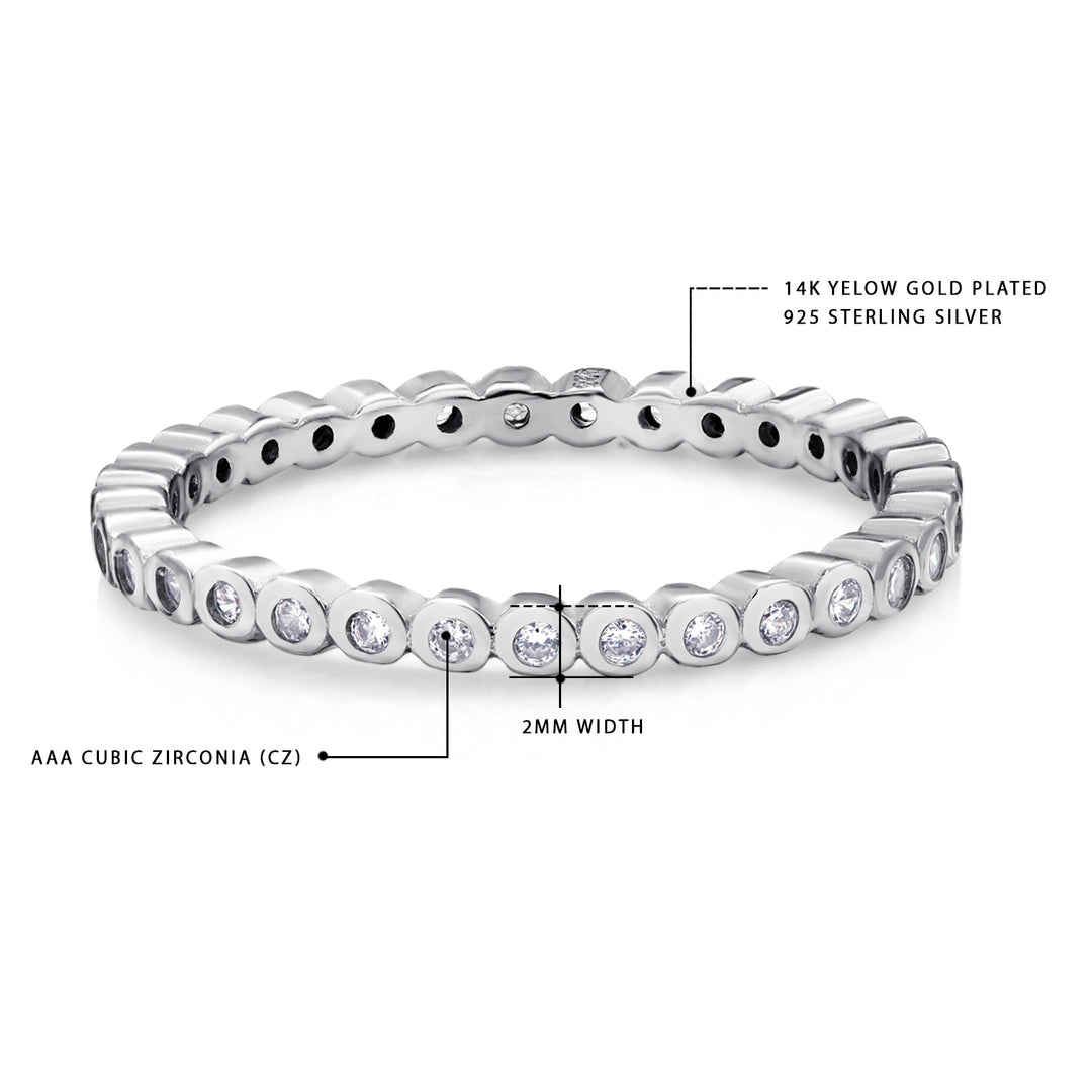 925 Sterling Silver Round CZ  Stackable Rings, CZ Eternity Ring, Rose Gold, Gold Plated Silver Eternity Ring, Band Ring, Silver Stackable Ring, CZ Eternity Band Ring