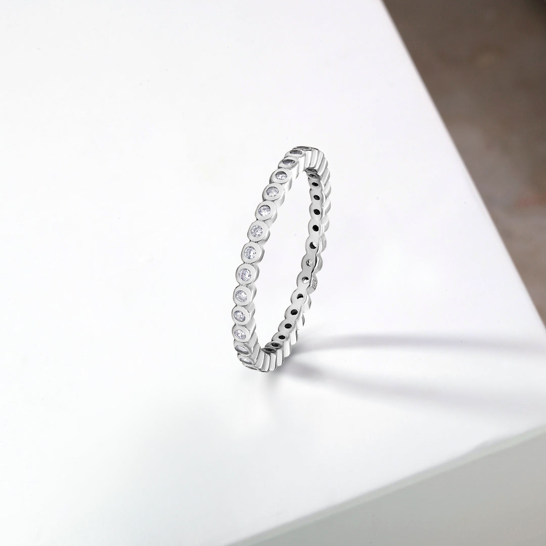 925 Sterling Silver Round CZ  Stackable Rings, CZ Eternity Ring, Rose Gold, Gold Plated Silver Eternity Ring, Band Ring, Silver Stackable Ring, CZ Eternity Band Ring