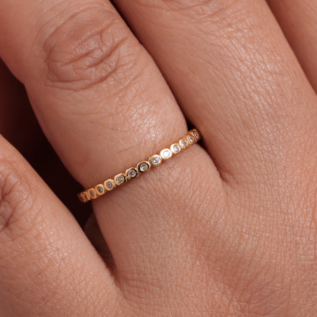 925 Sterling Silver Round CZ  Stackable Rings, CZ Eternity Ring, Rose Gold, Gold Plated Silver Eternity Ring, Band Ring, Silver Stackable Ring, CZ Eternity Band Ring