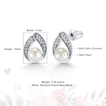 Load image into Gallery viewer, Pearl And Cz Stud Earrings, Teardrop Stud Earrings, Rhodium Plated On Brass Studs, Dailywear Pearl Stud Earrings
