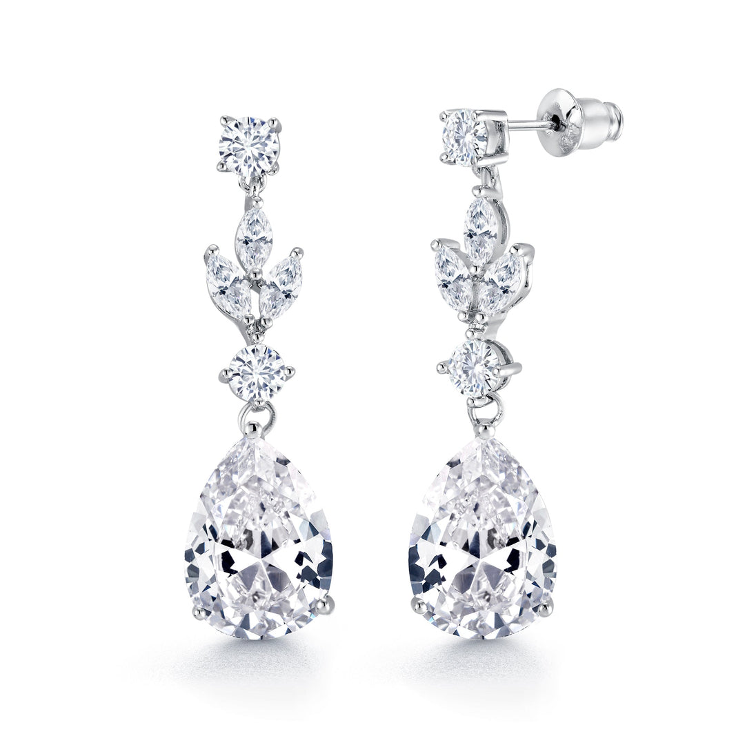 Tear Drop Cz Dangle Earrings, Pear Shape and Marquise Dangle Earrings, Drop Earrings, Wedding Cz Earrings, Water Drop Earrings, Rain Drop Earrings, Dangle Earrings