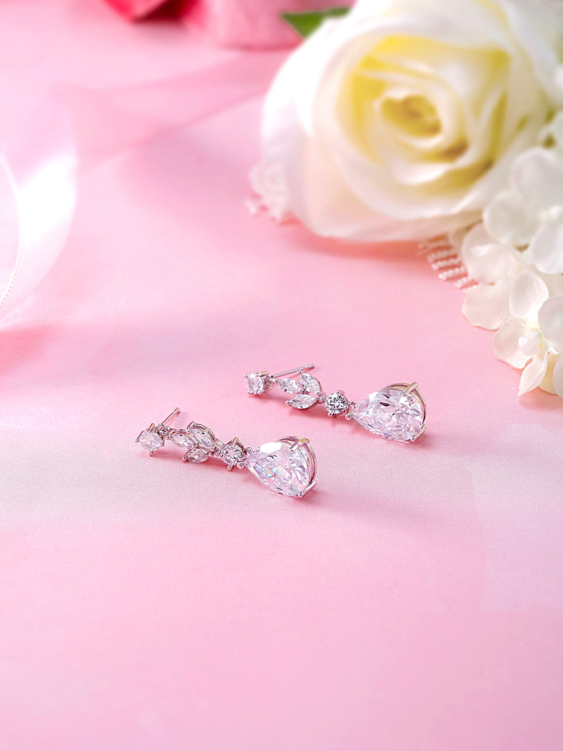 Tear Drop Cz Dangle Earrings, Pear Shape and Marquise Dangle Earrings, Drop Earrings, Wedding Cz Earrings, Water Drop Earrings, Rain Drop Earrings, Dangle Earrings