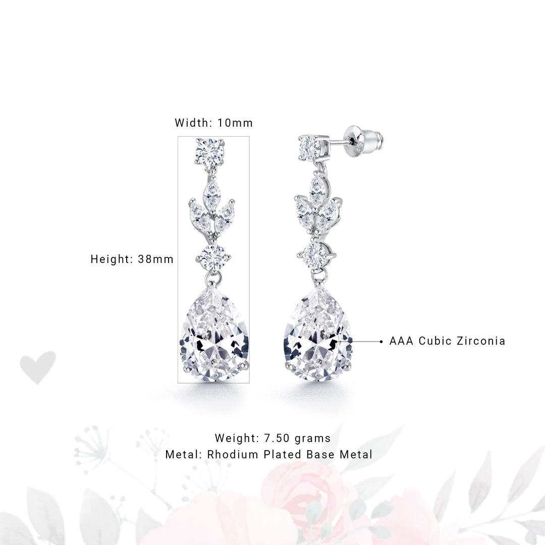Tear Drop Cz Dangle Earrings, Pear Shape and Marquise Dangle Earrings, Drop Earrings, Wedding Cz Earrings, Water Drop Earrings, Rain Drop Earrings, Dangle Earrings