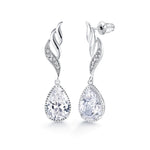 Load image into Gallery viewer, Tear Drop Cubic Zirconia Dangle Earrings, Brass Tear Drop Earrings, Drop Earrings,  Dangle Earrings, Cz Dangle earrings
