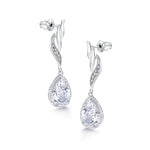 Load image into Gallery viewer, Tear Drop Cubic Zirconia Dangle Earrings, Brass Tear Drop Earrings, Drop Earrings,  Dangle Earrings, Cz Dangle earrings
