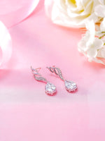 Load image into Gallery viewer, Tear Drop Cubic Zirconia Dangle Earrings, Brass Tear Drop Earrings, Drop Earrings, Dangle Earrings, Cz Dangle earrings
